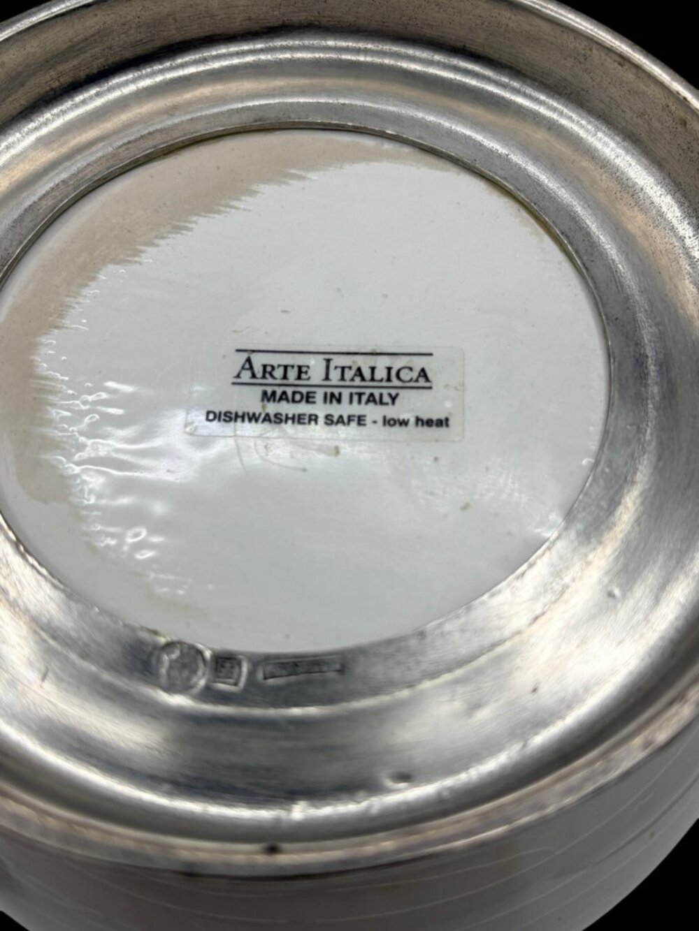 Arte Italica Lucchero White Ceramic Sugar Canister Pewter Lid Made in Italy 9" - Picture 12 of 14